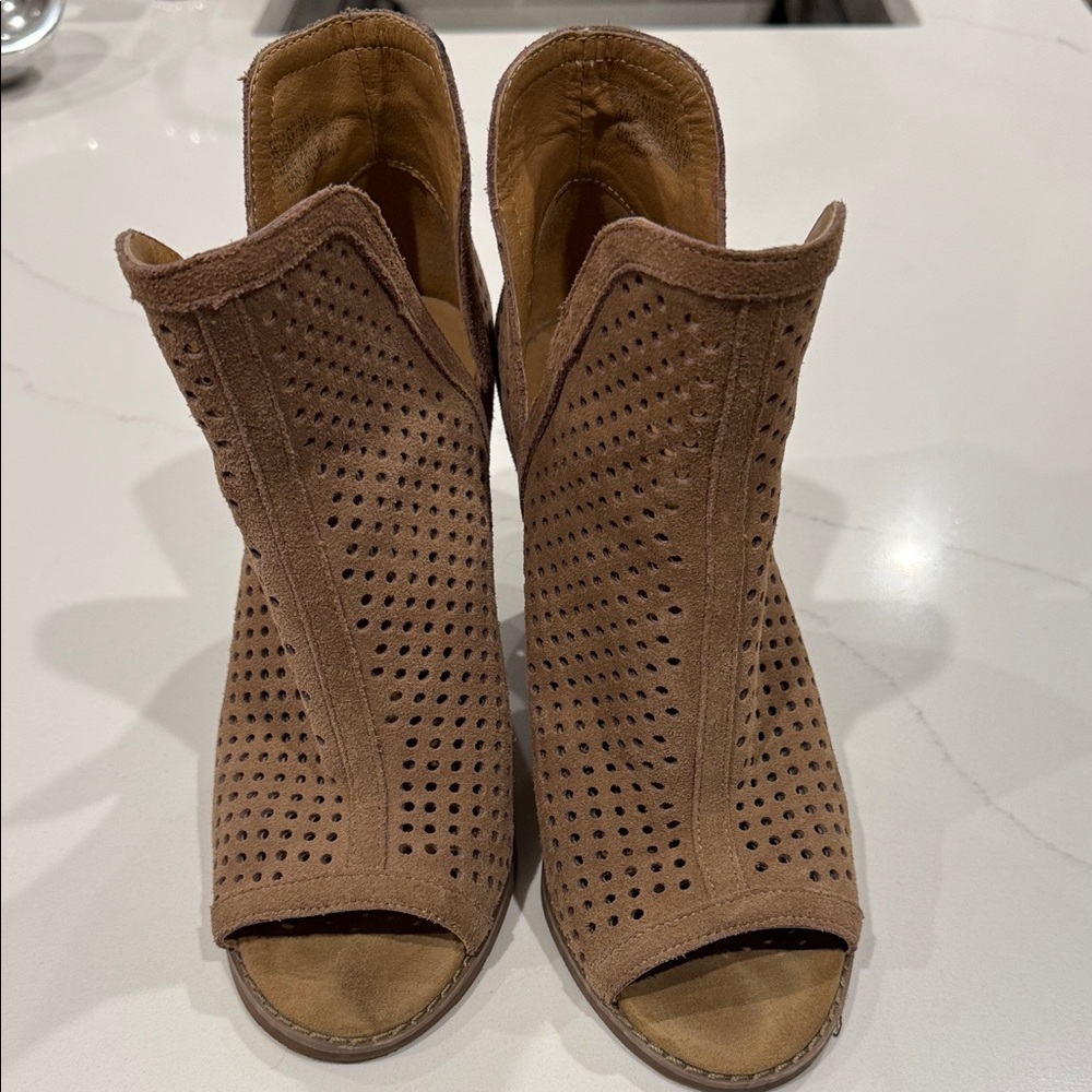 Lucky Brand Brown Perforated Ankle Booties